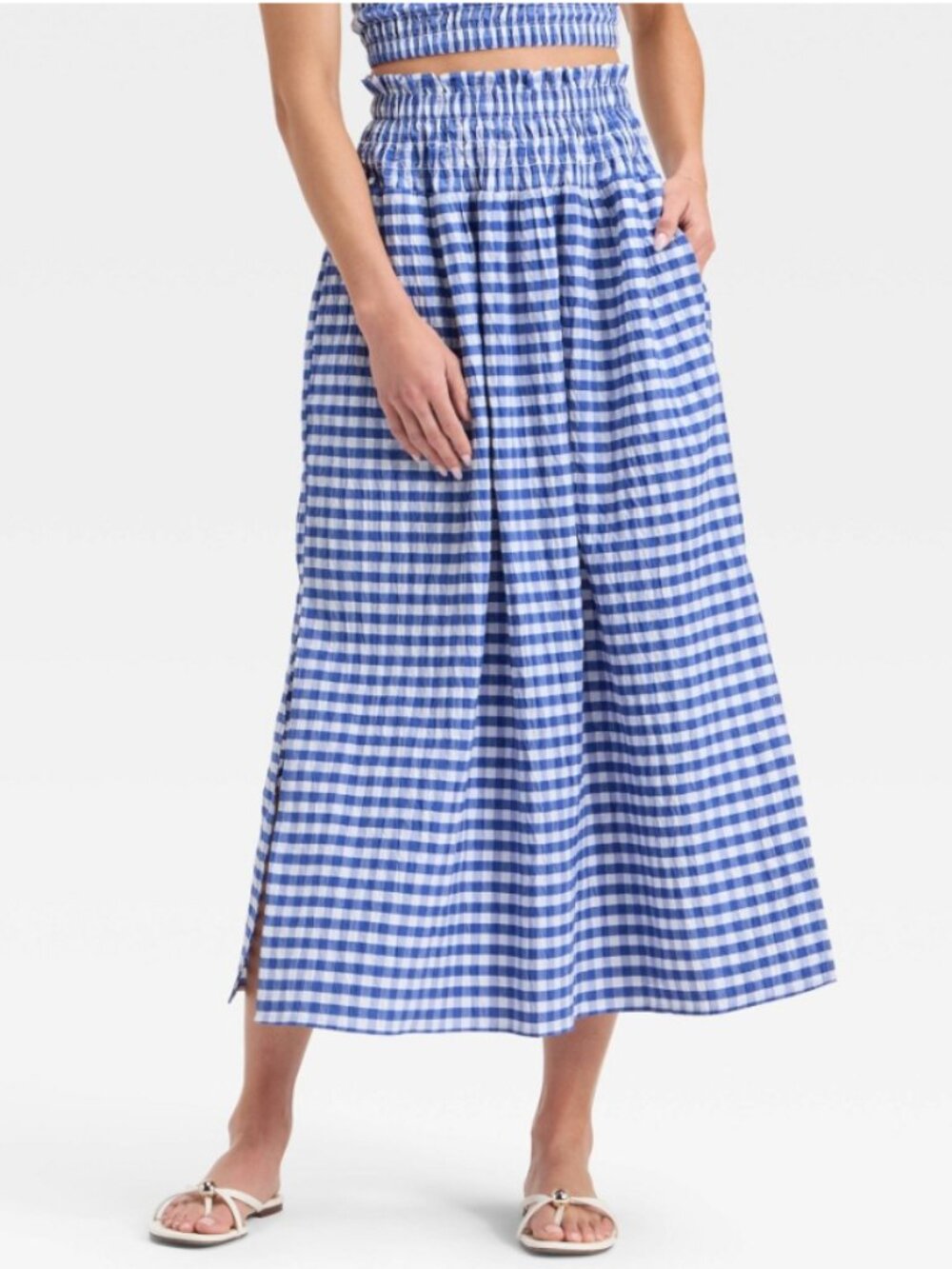 Universal Thread Smocked Maxi A-line Gingham Skirt | Size Small